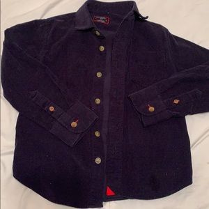 Boys Untuckit Corduroy Navy Button Up Shirt 4-5
